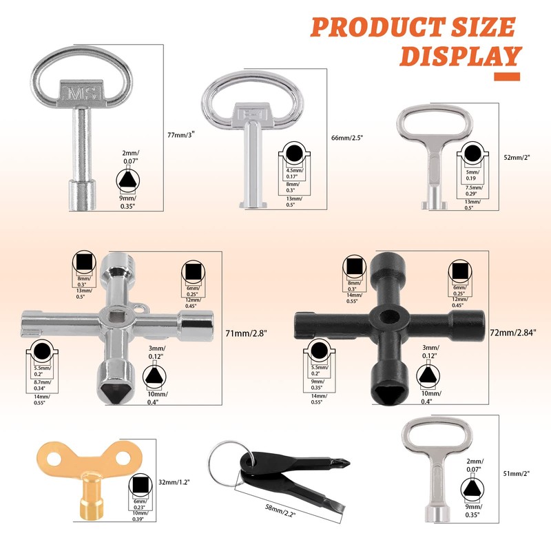 Tanstic 13Pcs Multi-functional Utility Kit - Includes 4-Way Spanner, Square