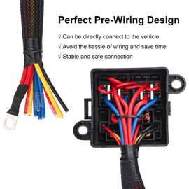 Weasch 12V Pre-Wired Fuse Relay Box, with Pre-Wired, 2 Relays and 6 ATC/ATO Blade Fuses, 4-Pin 80A Relay Fuse Block and Relay Kit, for Cars Truck Marine Boat Jeep