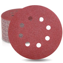 WooZuu 50 Pieces 8 Holes Sanding Discs 100 Grit 5 Inch Hook and Loop Sandpaper Assortment for Random Orbital Sander