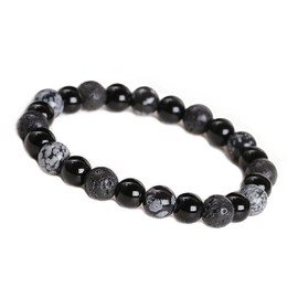 Unique Gems Chakra Bracelet for Men and Women Pearl Bracelet Genuine 8 mm Natural Stone Beads Ball Bracelet Healing Stones in Jewellers Quality, Gemstone, Obsidian