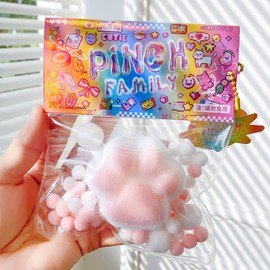 1pcs White Squishy Cat Paw Squeeze Toys, Cat Paw Squishy, Cute Kawaii Squishies,Squishy Cat Paw Fur Stress Ball,Jelly Kitty Paw Squishy Funny Fidget Toys Novelty Things Suitable for Adults Kids