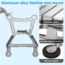 Starlink Mini Mount,Portable Aluminum Alloy Starlink Mini Magnetic Car Mount for Metal Roof-Grey(220 lbs Holding Force)