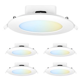 Feit Electric 6" LED Canless Recessed Downlights with Integrated Jbox, 85W Equivalent, Dimmable, 5CCT Selectable White, 90 CRI, 1200 Lumen, 4 Pack, LEDR56HOJBX/6WYCA/4
