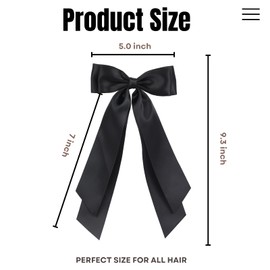 LuSeren 2 PCS Double Layer Hair Bows Black Hair Ribbon Clips Ponytail Holder Accessories for Women Girls Toddlers Teens Kids