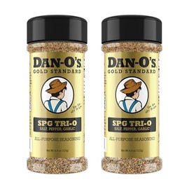 Dan-O’s SPG Tri-O Seasoning – Salt, Pepper & Garlic Blend – Small Bottle – Premium All Purpose SPG for Steak, Chicken, Seafood & Veggies - 4.4 oz, 2 Pack