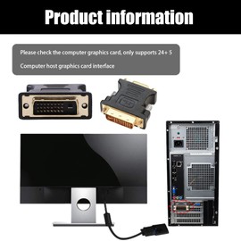 RLMVGBX DVI Male to VGA Female Adapter 24+1 Pin DVI-D to VGA Converter 1080P Video Connector for Monitor Computer Projector