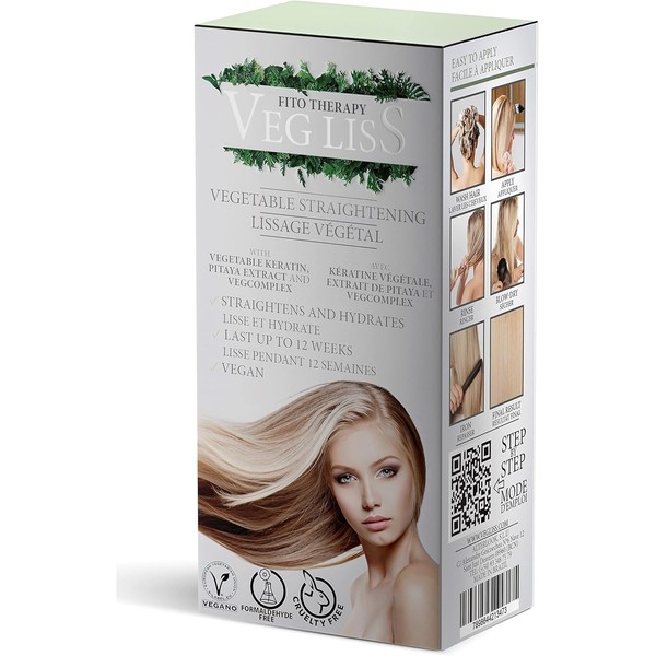 Vegliss Keratin Hair Straightening Kit - Vegan Brazilian Smoothing, Volume Reducing, Moisturising Hair Treatment - Reduces Frizz up to 12 Weeks
