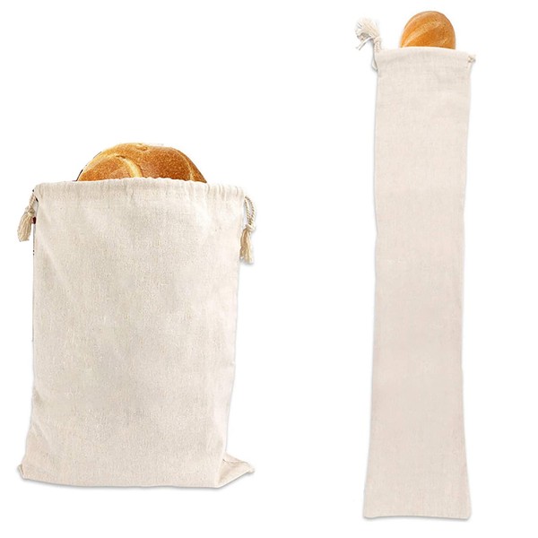 HREDZEO Bread Bag, 2 Reusable Linen Bread Bags for Home Made Bread Bags Eco Friendly Linen Organic Bread Bag Food Storage Bags Bread Storage Bags