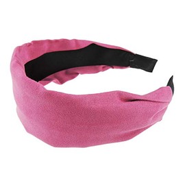 Womens Girls Autumn Winter Plain Work Everyday Wedding Birthday Christmas Bridal Party Fabric Creased Wide Suede Look Headband Hair Accessories Styling Wide 6cm Alice Band Head Hairband (Pink)