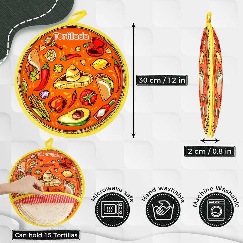 Tortillada - 30 cm Tortilla Warmer/Heat Container microwaveable Made of