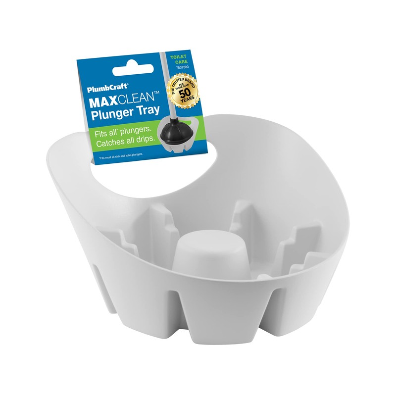 Plumb Craft Universal Plunger Holder Drip Tray, White (1 Pack)