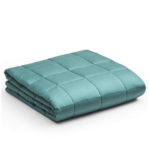 YnM Bamboo Weighted Blanket — 100% Cooling Bamboo Viscose Oeko-Tex Certified Material with Premium Glass Beads (Sea Grass, 60''x80'' 20lbs), Suit for One Person(~190lb) Use on Queen/King Bed