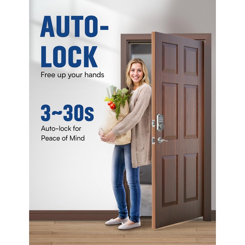 ELAMOR M19 Keyless Entry Door Lock with 2 Lever Handles,
