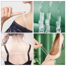 NBEADS 32.8 Yds Frosted Clear Elastic Strap, 4mm/8mm Wide Transparent Elastic Band Clear Bra Strap Lightweight Clear Elastic for DIY Shoulder Bra Clothes Sewing Project