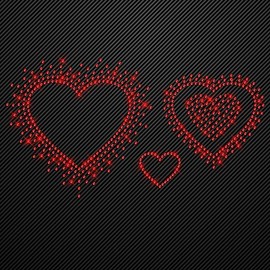 Glitzerdeals Iron-On Transfers Made of Rhinestone Hearts Set of 3 Red Iron-On Patches for Textiles Carnival Costume Heart Rhinestone Motif Hearts Iron-On Glitter Love Set