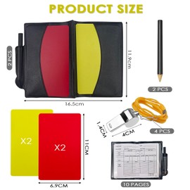Chiluxendo Referee Set Football, Sports Referee Cards with 4 Metal Whistles, Schiri Set Yellow Red Card Football, Referee Cards with Pocket Scorebook, for School Sports Football Game