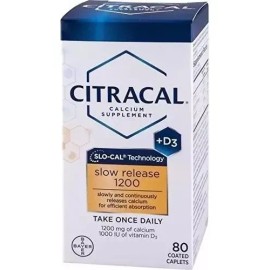 Citracal Calcio De Liberacion Lenta 1200mg 80 Coated Caplets Sin Sabor