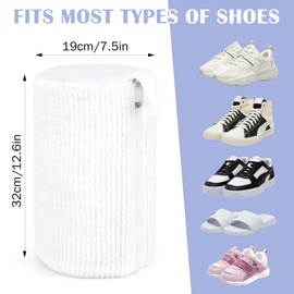 Beifon Shoe Bag Washing Machine Shoe Wash Bag Laundry Bag Laundry Net Shoes Laundry Bag with 360° Cleaning Fluff and Zip, Shoe Bag for Washing Machine and Dryer (2 x White C)
