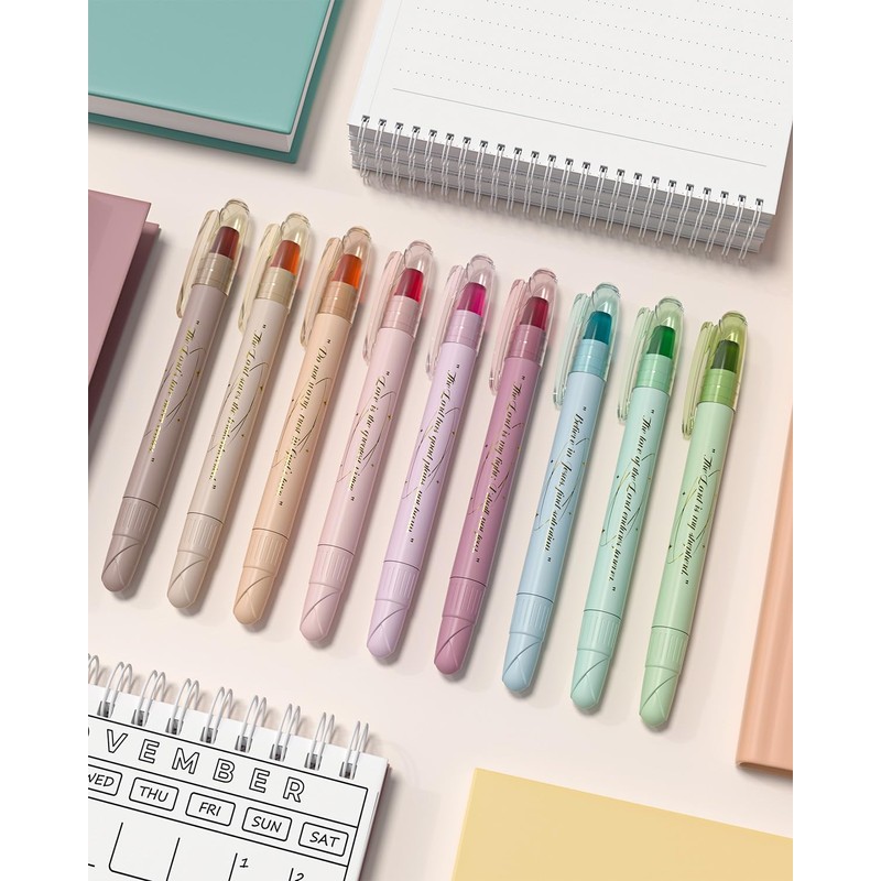 WEMATE Bible Highlighters No Bleed, 9PCS Assorted Colors Gel Highlighters