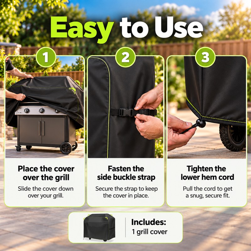 Waterproof BBQ Grill Cover for Outdoor Storage – 100% Polyester