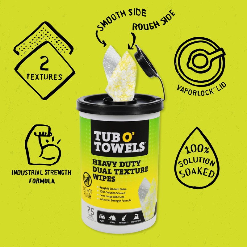 Tub O’ Towels TW75 Heavy-Duty 10" x 12" Size Multi-Surface