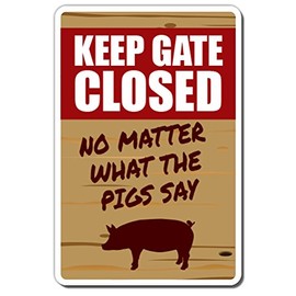 Keep GATE Closed Pig Decal Warning Animal Pig Farm | Indoor/Outdoor | 9" Tall