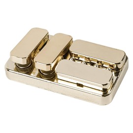 VOANZO Gold Rectangle Press See-Saw – Zinc Alloy Mini Push Cards with Magnetic Ringing Coins, Portable Handle Ideal for Stress Relief and Gifts
