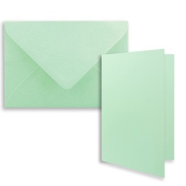 FarbenFroh DIN B6 Folding Card Set with Envelopes in Mint 120 x 170 mm Ideal for Invitation Cards, Wedding, Christening, Communion, Confirmation, Pack of 10