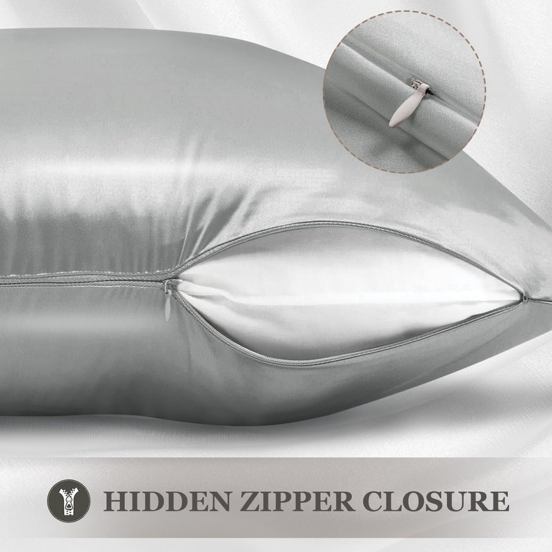 Adubor Silk Pillowcase for Hair and Skin with Hidden Zipper,