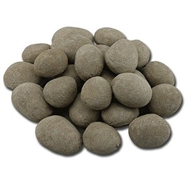hmleaf HMB 24 Pcs Khaki Stone-Like Ceramic Pebbles for Gas fireplaces, Stove, Gas firepit