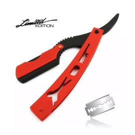 Unbranded Cut-Throat Barbers Favorite Tool Straight Edge Razor Knife Black and Red
