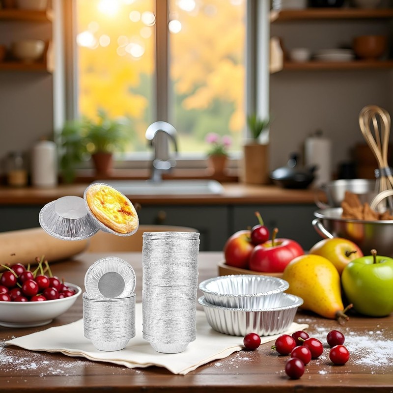 50PCS Silver Mini Pie Tins, Round Tart Pie Foil Pans,