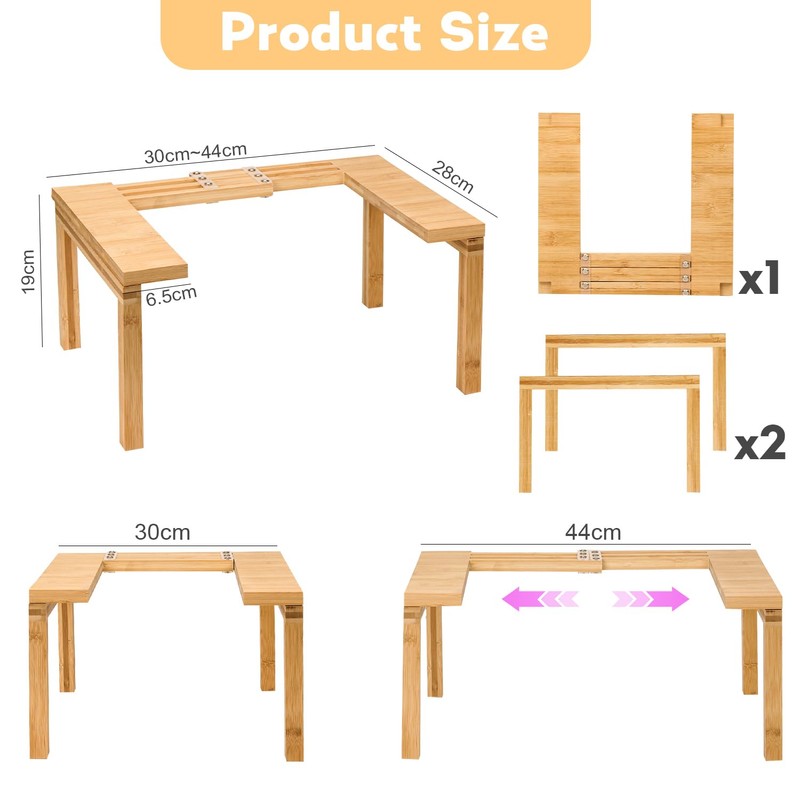 Puosike Spice Racks for Cabinet, Expandable, Spice Rack, Standing Bamboo,