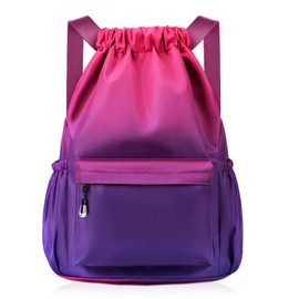 flintronic Drawstring Backpack, Waterproof Sports Backpack, Large Sports Gym Bag With Shoe Compartment and Water Bottle Mesh Pockets, for Sports School Beach Holidays Swimming Travel