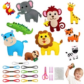 Vicloon Sewing Kit for Kids, 10-Piece Cute Animal Sewing Craft Kits, Fun Stuffed Animal DIY Kits for Kid Learn to Sew Arts and Crafts Kit, Introduction to Sewing Set for Kids Age 5-12