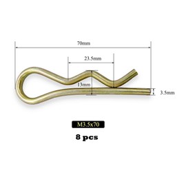Yoliko 8Pcs Heavy Duty Hitch Pins Clip R Clips Spring Retaining Wire Hair Pins Cotter Pin Strong Spring Tension Large Carter Pin R Clip Large for Trailer Tractors Mower Carts Truck Color zinc M3.5x70