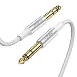MOSWAG 1/4 Inch TRS Cable 6.6Ft/2M,1/4 Inch TRS Instrument Cable Balanced Stereo Hi-Fi Sound Auxiliary Audio Cable, 24K Gold Plated TRS to TRS Cord Compatible with Electric Guitar,Bass,Amp