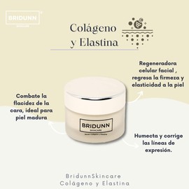 Crema Facial Rejuvenecedora con Colágeno AntiFlacidez, Antiedad, Antiarrugas. Ingredientes Naturales de Origen Vegetal Bridunn