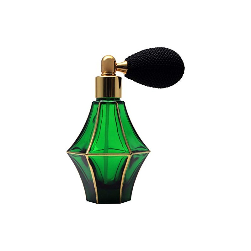Bellflower Hand Painted Green Gold Wire Valve Atomizer