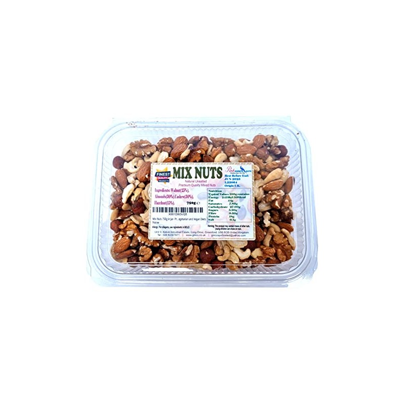 Mix Nuts 750g in Tub- Premium Quality Unsalted Raw Mixed