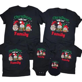 Merry and Bright Shirt Christmas T-Shirts for Family Couple Outfit Tee Parent-Child Short Sleeves Christmas Top