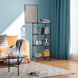 MZG 1000 lbs 3-Shelf Adjustable Heavy Duty Steel Wire Rack, Adjustable Storage Shelving Unit with Wheel for Kitchen, Garage, Laundry Brown 11.8" D x 17.7" W x 40.8" H