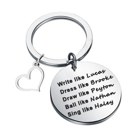 CENWA One Tree Hill Inspired Gifts Write Like Lucas Dress Like Brooke Keychain Gift for Brook Fans, 3.0, Metal, stainless-steel,