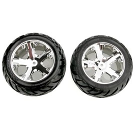Traxxas 3773 Anaconda Tires Pre-Glued on All Star Chrome Wheels (pair) (electric rear)
