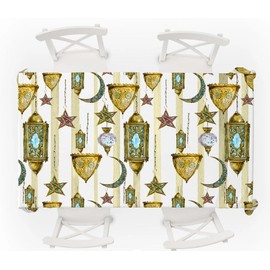 ELTAHAN Ramadan Table Cloth, Ramadan Mubarak Table Decorations, Ramadan Decor Table Covers, Ramadan Decorations for Home Ramadan Mubarak Table Cloth