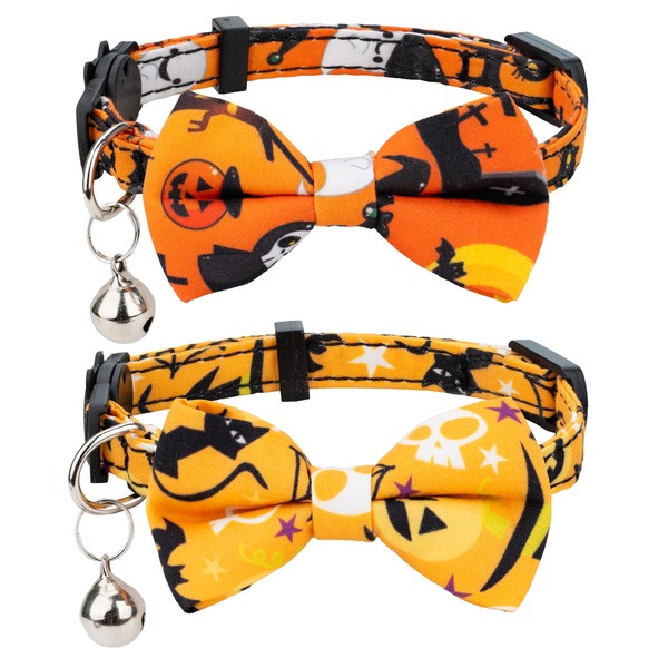 Gyapet Cat Halloween Collar Set Breakaway Pumpkin Skull Owl Moon