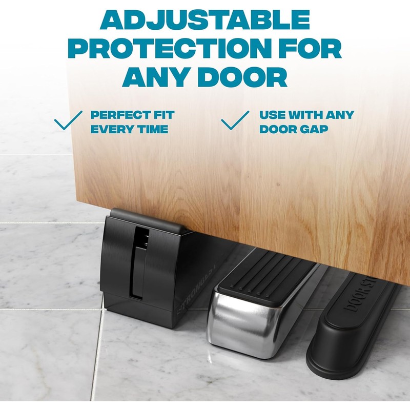 Strongest Home XL Adjustable Door Stopper with Spring – Heavy