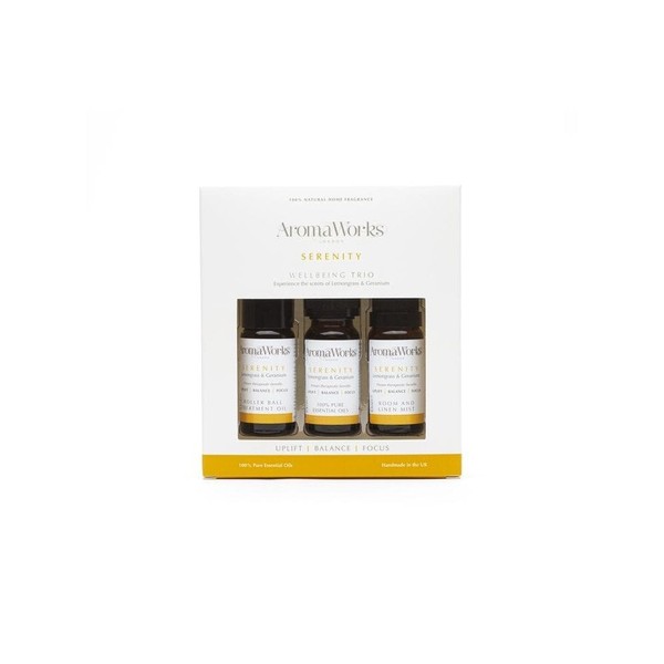 Aromaworks Serenity Wellbeing Lemongrass & Geranium Oils Trio