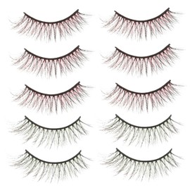 Vaguelly 5 Pairs Natural Eyelashes Faux Lashes for Intense Volume Easy to Apply Reusable for Daily Wear Parties Special Occasions
