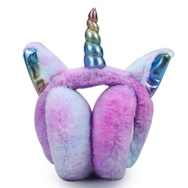 Cute Earmuffs for Women Kids Girls, Winter Ear Warmers Foldable Ear Muffs Warm Soft Plush Outdoor Christmas (Purple, M)